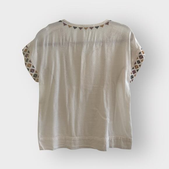 Lucky Brand linen like look shirt with embroidered accent, XS - Picture 2 of 5